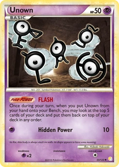 Unown Pokémon card, number 55