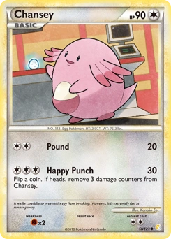 Chansey Pokémon card, number 58