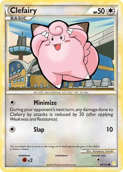 Clefairy Pokémon card from HeartGold & SoulSilver, number 60 (Standard print)