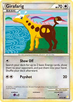 Girafarig Pokémon card, number 64
