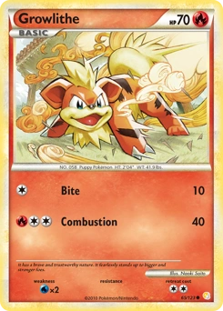 Growlithe Pokémon card, number 65