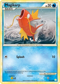 Magikarp Pokémon card, number 72