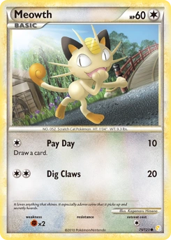 Meowth Pokémon card, number 75