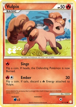 Vulpix Pokémon card, number 87