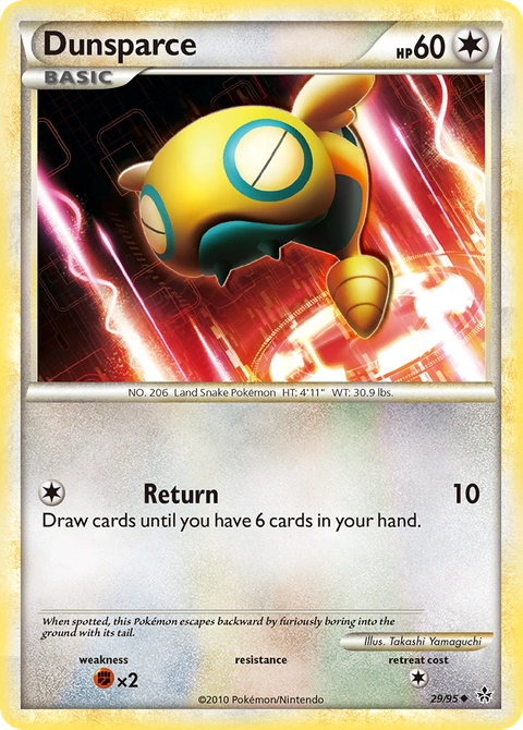 Dunsparce Pokémon card from HS—Unleashed, number 29 (Standard print)