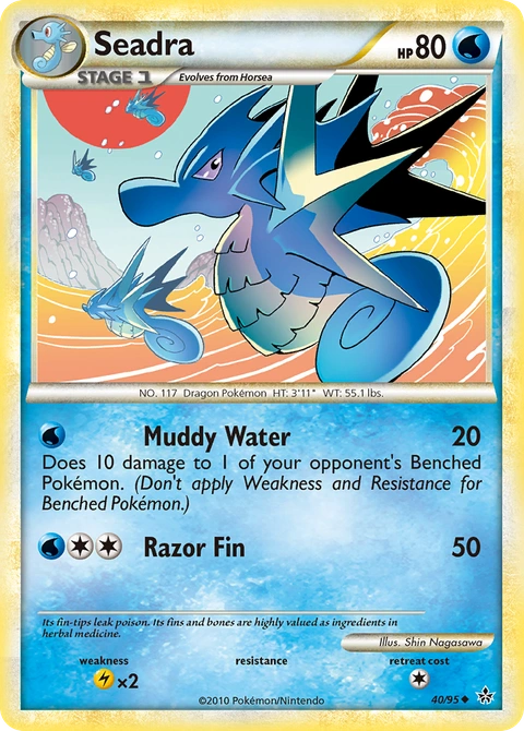 Seadra Pokémon card from HS—Unleashed, number 40 (Standard print)