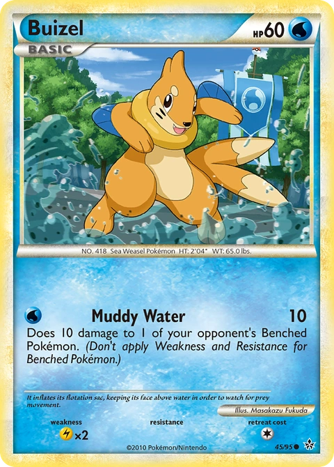 Buizel Pokémon card from HS—Unleashed, number 45 (Standard print)