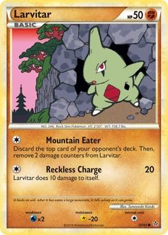 Larvitar Pokémon card, number 50