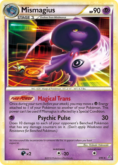 Mismagius Pokémon card from HS—Unleashed, number 5 (Standard (Deck Exclusive) print)