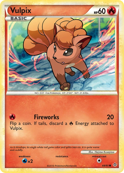 Vulpix Pokémon card from HS—Unleashed, number 68 (Standard print)