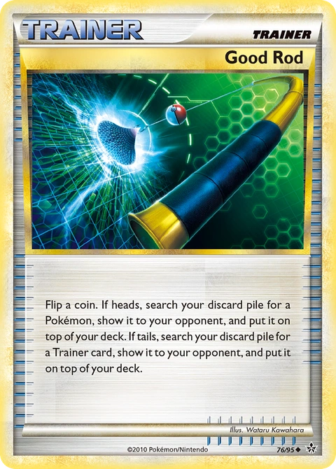 Good Rod Pokémon card from HS—Unleashed, number 76 (Standard print)