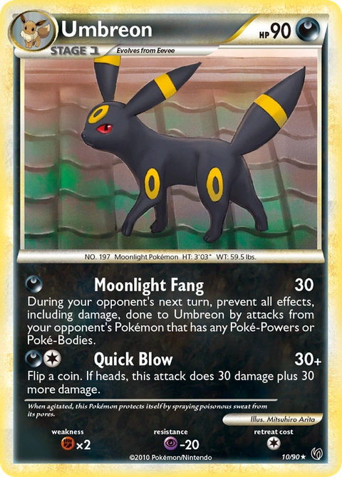 Umbreon Pokémon card from HS—Undaunted, number 10 (Standard (Deck Exclusive) print)