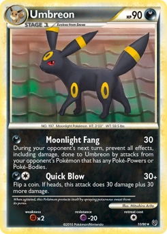 Umbreon Pokémon card, number 10