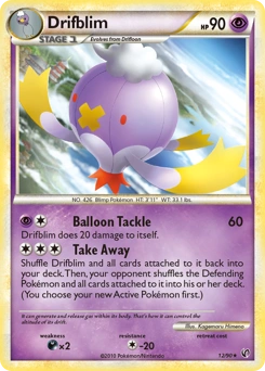Drifblim Pokémon card, number 12