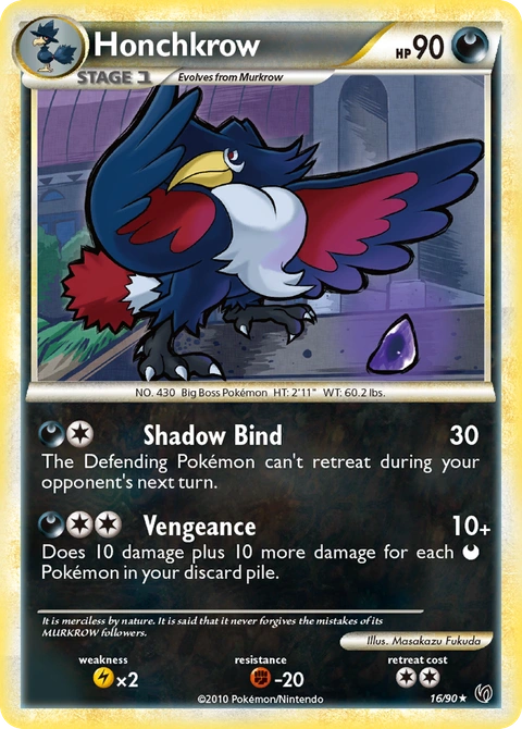 Honchkrow Pokémon card from HS—Undaunted, number 16 (Standard print)