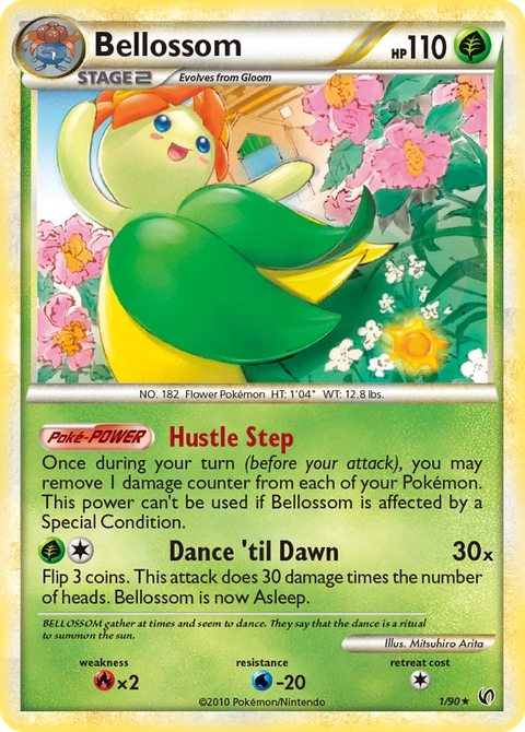 Bellossom Pokémon card from HS—Undaunted, number 1 (Standard (Deck Exclusive) print)