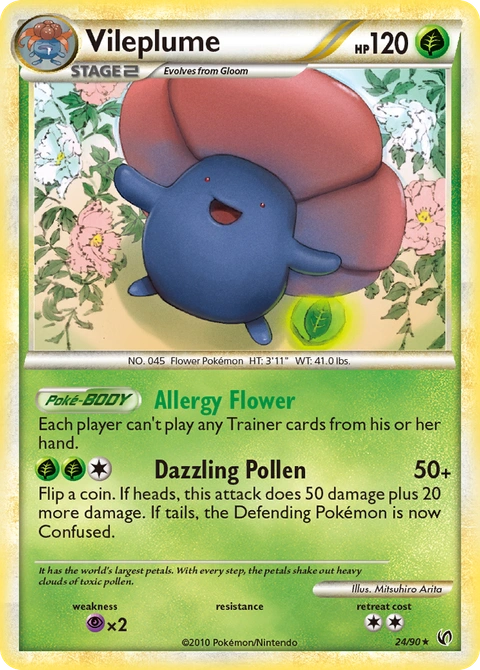 Vileplume Pokémon card from HS—Undaunted, number 24 (Standard print)