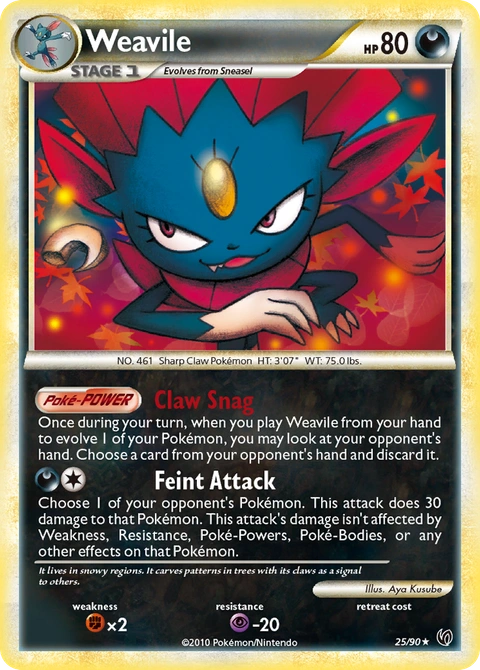 Weavile Pokémon card from HS—Undaunted, number 25 (Standard print)