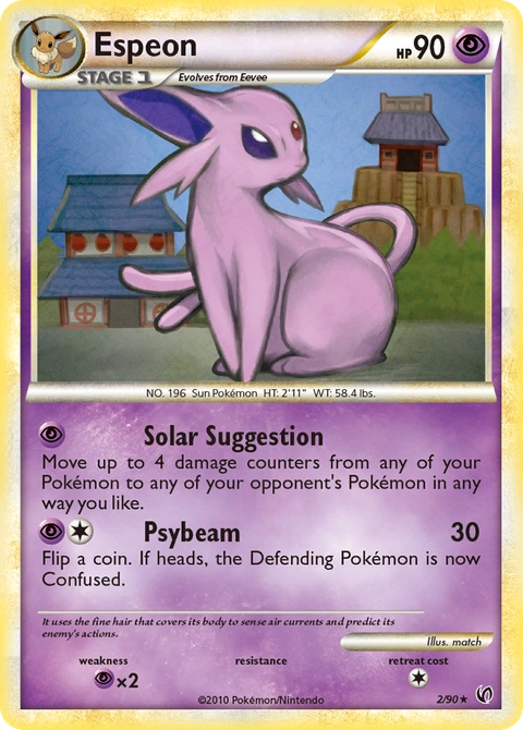 Espeon Pokémon card from HS—Undaunted, number 2 (Standard (Deck Exclusive) print)