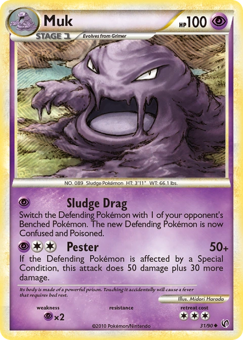 Muk Pokémon card from HS—Undaunted, number 31 (Standard print)