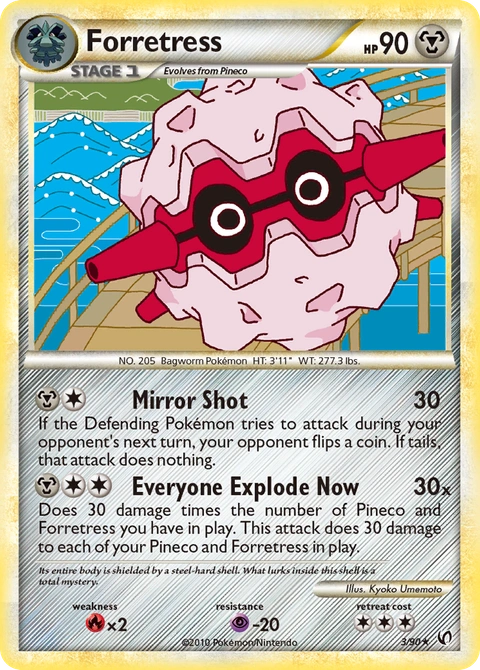 Forretress Pokémon card from HS—Undaunted, number 3 (Holo print)