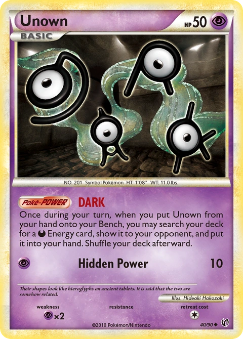 Unown Pokémon card from HS—Undaunted, number 40 (Standard print)
