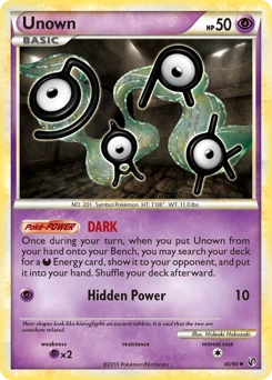 Unown Pokémon card, number 40