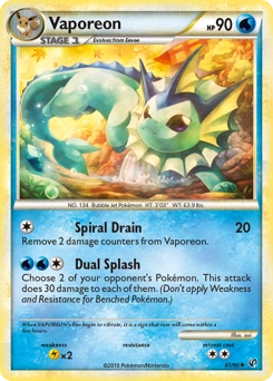 Vaporeon Pokémon card, number 41