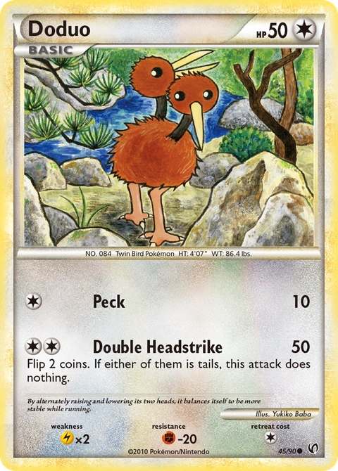 Doduo Pokémon card from HS—Undaunted, number 45 (Standard print)