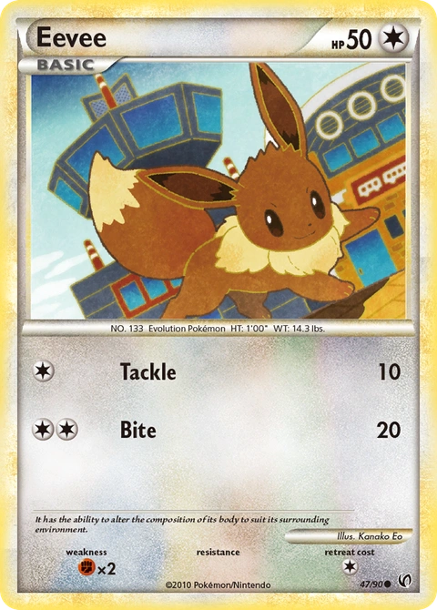 Eevee Pokémon card from HS—Undaunted, number 47 (Standard print)