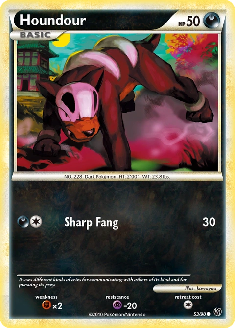 Houndour Pokémon card from HS—Undaunted, number 53 (Standard print)