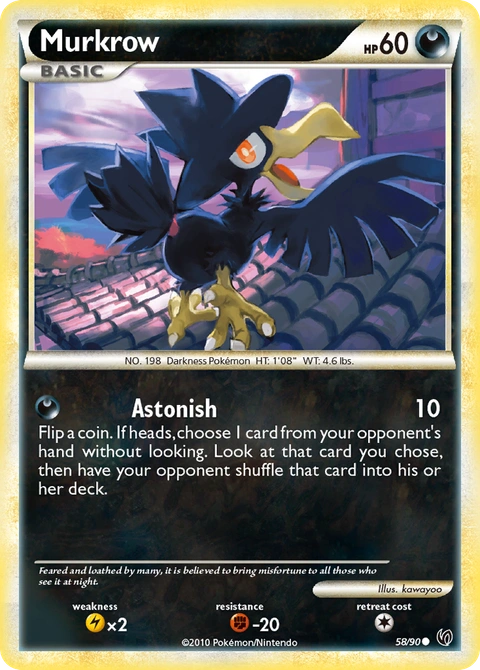 Murkrow Pokémon card from HS—Undaunted, number 58 (Standard print)