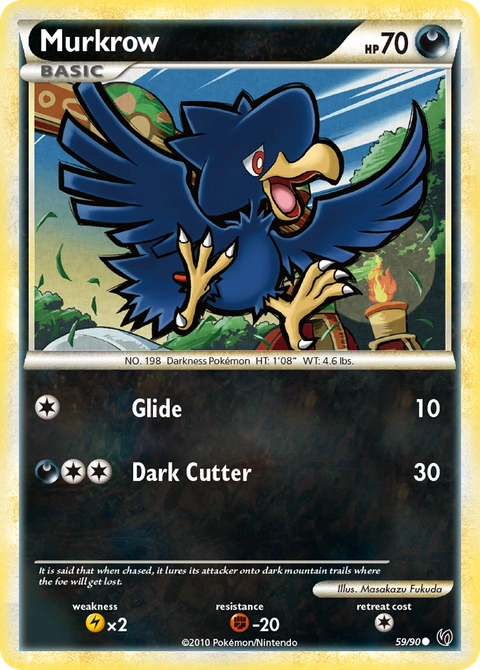 Murkrow Pokémon card from HS—Undaunted, number 59 (Standard print)