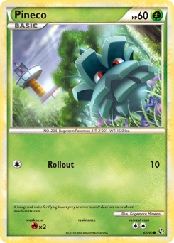Pineco Pokémon card, number 62