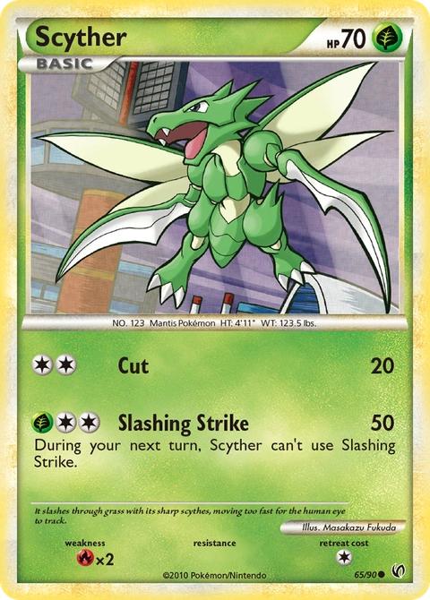Scyther Pokémon card from HS—Undaunted, number 65 (Standard print)
