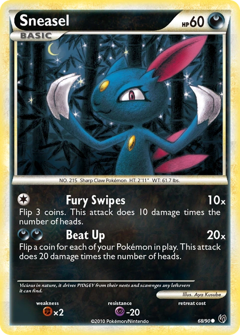 Sneasel Pokémon card from HS—Undaunted, number 68 (Standard print)