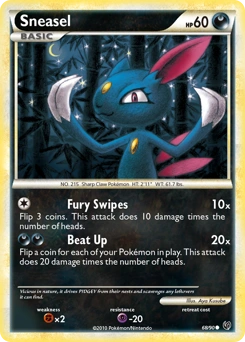 Sneasel Pokémon card, number 68