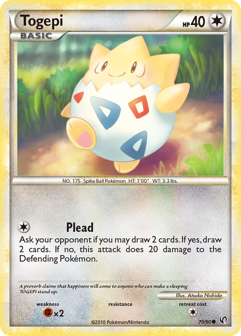 Togepi Pokémon card from HS—Undaunted, number 70 (Standard print)