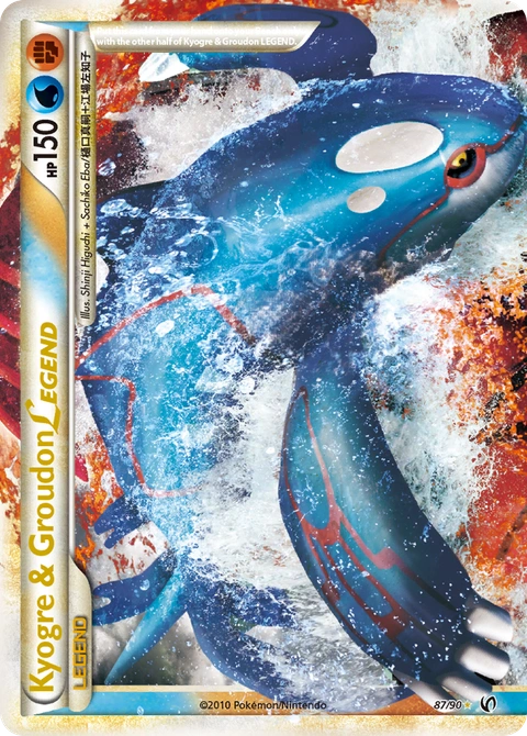 Kyogre & Groudon LEGEND Pokémon card from HS—Undaunted, number 87 (Holo print)
