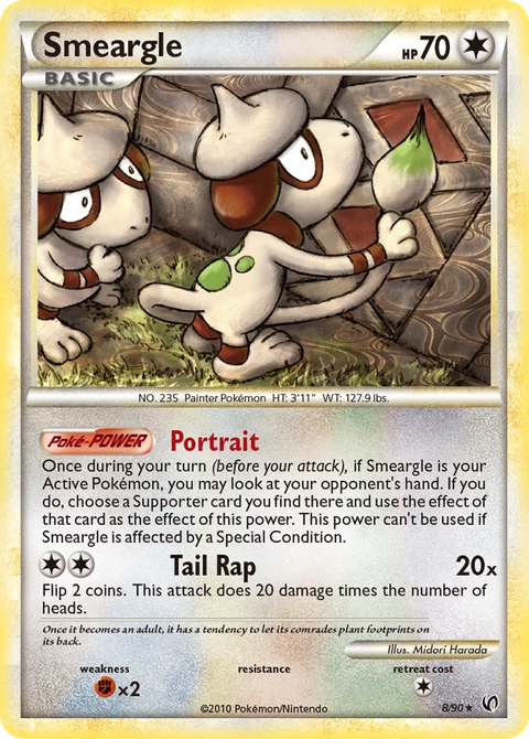 Smeargle Pokémon card from HS—Undaunted, number 8 (Holo print)