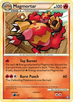 Magmortar Pokémon card, number 27