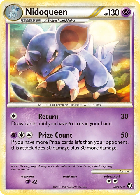 Nidoqueen Pokémon card from HS—Triumphant, number 28 (Standard print)