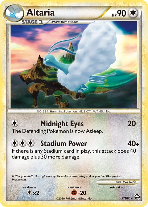 Altaria Pokémon card from HS—Triumphant, number 2 (Holo print)