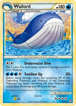 Wailord Pokémon card, number 31