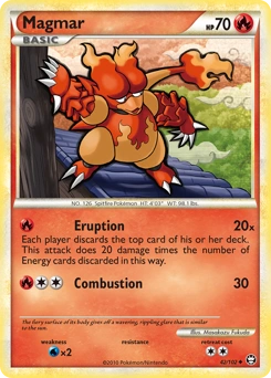 Magmar Pokémon card, number 42