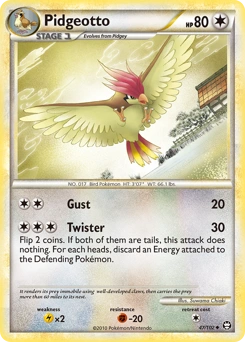 Pidgeotto Pokémon card, number 47