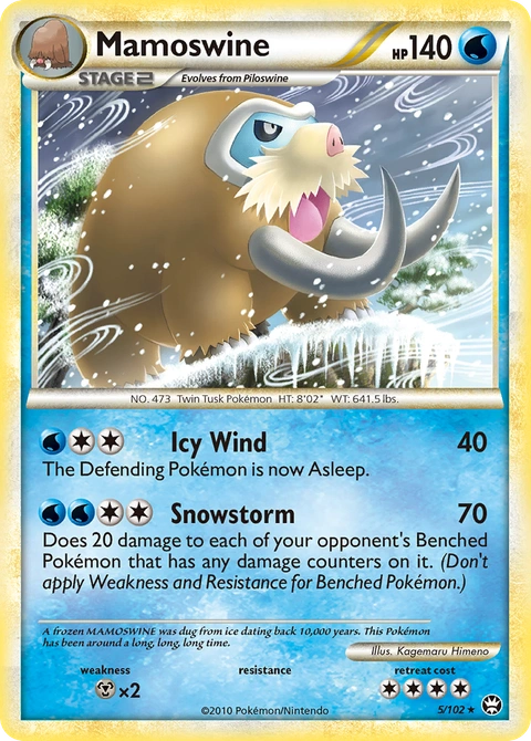 Mamoswine Pokémon card from HS—Triumphant, number 5 (Standard (Deck Exclusive) print)