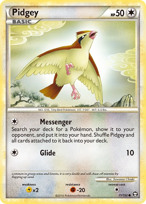 Pidgey Pokémon card from HS—Triumphant, number 71 (Standard print)