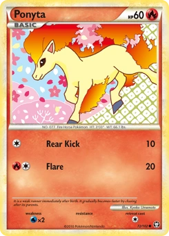 Ponyta Pokémon card, number 72