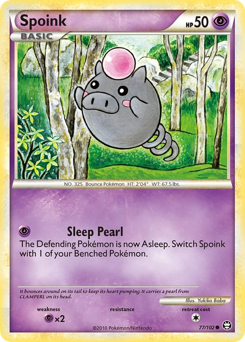 Spoink Pokémon card from HS—Triumphant, number 77 (Standard print)